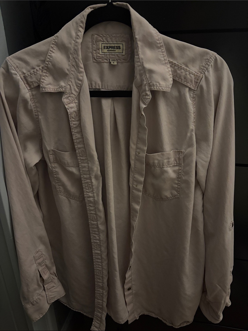 Express Casual Long-Sleeve Shirt in Light Taupe